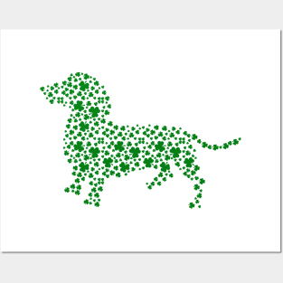 St Patricks Day Shamrock Dachshund Posters and Art